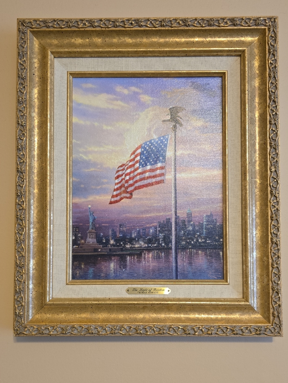 Thomas Kinkade Gold Framed The Light Of Freedom Harbor Print By Painter Of Light
